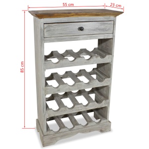 Suport sticle de vin, lemn masiv reciclat, 55 x 23 x 85 cm - Img 3