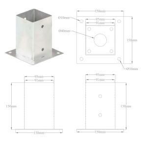 Suporți stâlp, 4 buc., metal galvanizat, 91 mm - Img 9