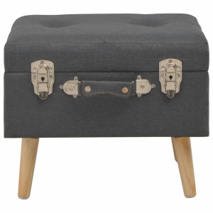 Taburet cu depozitare, 40 cm, gri inchis, material textil - Img 3