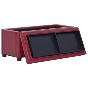 Taburet de depozitare, roșu vin, 87,5 cm, piele ecologică - Img 6