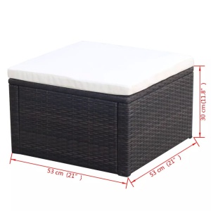 Taburet otoman din poliratan, 53 x 53 x 30 cm, negru - Img 4