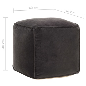 Taburet puf, antracit, 40 x 40 x 40 cm, catifea - Img 4
