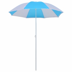 Umbrelă de plajă adăpost, albastru și alb, 180 cm, țesătură - Img 3