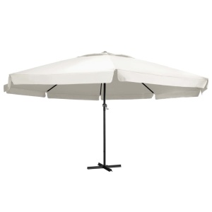 Umbrelă de soare cu stâlp aluminiu, alb nisipiu, 600 cm