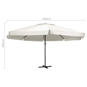 Umbrelă de soare cu stâlp aluminiu, alb nisipiu, 600 cm - Img 5