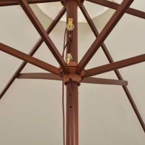 Umbrelă de soare cu stâlp de lemn 270 x 270 cm, alb crem - Img 2