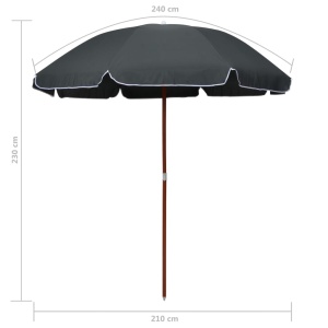 Umbrelă de soare cu stâlp din oțel, antracit, 240 cm - Img 5
