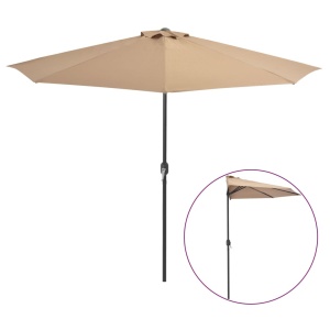 Umbrelă de soare de balcon, tijă aluminiu, gri taupe 300x150 cm - Img 2