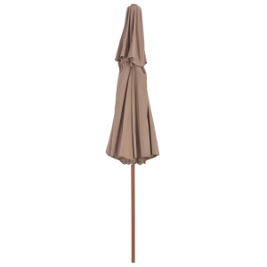 Umbrelă de soare dublă, stâlp din lemn, 270 cm, gri taupe - Img 8