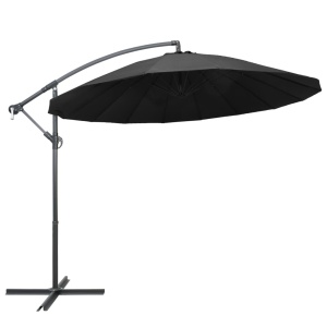 Umbrelă de soare suspendată, antracit, 3 m, stâlp de aluminiu