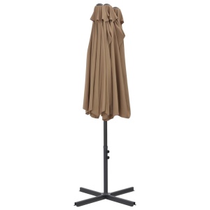 Umbrelă soare exterior cu stâlp aluminiu gri taupe 460x270 cm - Img 5