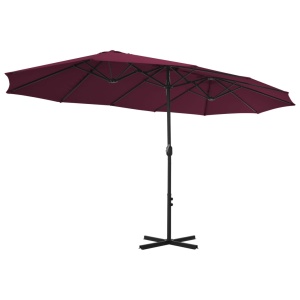 Umbrelă soare exterior, stâlp aluminiu, roșu bordo, 460x270 cm - Img 8