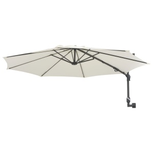 Umbrelă soare, montaj pe perete, stâlp metalic, 300 cm, nisipiu - Img 4
