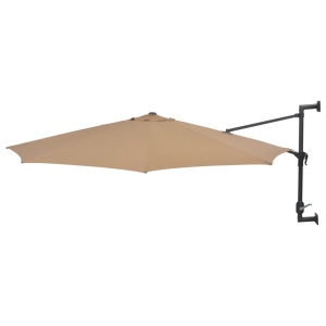 Umbrelă soare montaj pe perete tijă metalică gri taupe 300 cm