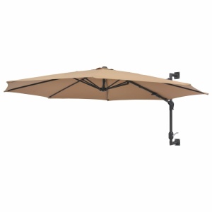 Umbrelă soare montaj pe perete tijă metalică gri taupe 300 cm - Img 3