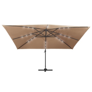 Umbrelă suspendată cu LED și stâlp aluminiu gri taupe 400x300cm - Img 8