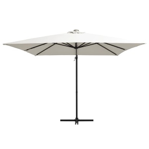Umbrelă suspendată cu LED, stâlp din oțel, nisipiu, 250x250 cm - Img 3
