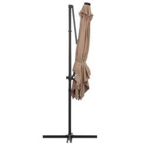 Umbrelă suspendată cu LED, stâlp oțel, gri taupe, 250x250 cm - Img 5