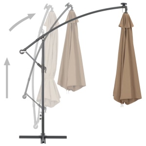 Umbrelă suspendată cu stâlp din aluminiu, 350 cm, gri taupe - Img 4