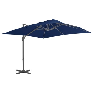 Umbrelă suspendată cu stâlp din aluminiu albastru azuriu 3x3 m