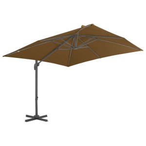 Umbrelă suspendată cu stâlp din aluminiu gri taupe 300x300 cm - Img 3