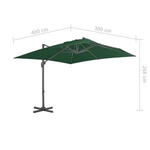 Umbrelă suspendată cu stâlp din aluminiu, verde, 400x300 cm - Img 9