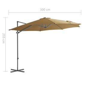 Umbrelă suspendată cu stâlp din oțel, gri taupe, 300 cm - Img 9