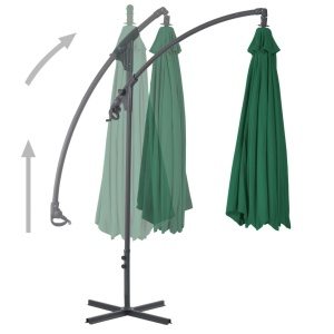 Umbrelă suspendată cu stâlp din oțel, verde, 300 cm - Img 4