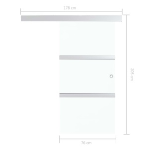 Ușă glisantă cu opritor silențios 76x205 cm sticlă ESG/aluminiu - Img 7
