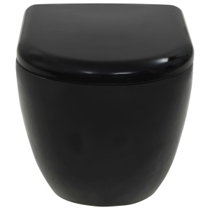 Vas de toaletă cu montare pe perete, ceramică, negru - Img 6