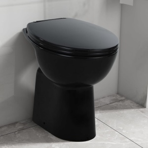 Vas WC fără ramă inchidere silențioasă, + 7 cm, negru, ceramică