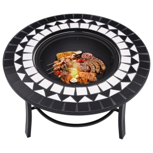 Vatră de foc cu mozaic, negru și alb, 68 cm, ceramică - Img 3