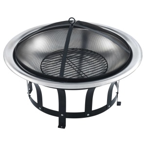 Vatră de foc de exterior cu grătar, 76 cm, oțel inoxidabil - Img 3