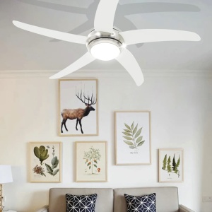 Ventilator tavan decorativ cu iluminare, 128 cm, alb - Img 2