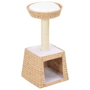 Ansamblu pentru pisici, stâlp cu funie de sisal, iarbă de mare