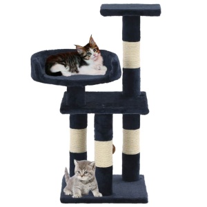 Ansamblu pentru pisici, stâlpi din funie sisal, 65 cm, albastru - Img 2