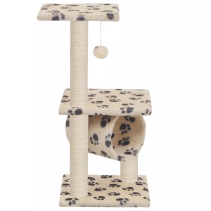 Ansamblu pisici, stâlpi funie sisal, 65 cm imprimeu lăbuțe, bej - Img 2