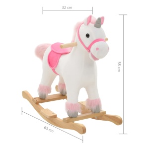 Balansoar unicorn de pluș, 65 x 32 x 58 cm, alb și roz - Img 5