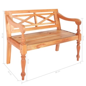 Bancă Batavia, maro deschis, 98 cm, lemn masiv mahon - Img 5