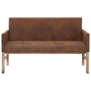 Bancă cu brațe, maro, 140 cm, piele intoarsă ecologică - Img 4