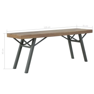 Bancă de grădină, 120 cm, lemn masiv de acacia - Img 5