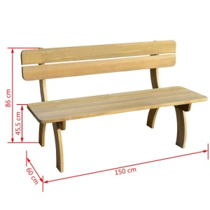 Bancă de grădină, 150 cm, lemn de pin tratat - Img 3
