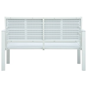 Bancă de grădină, alb, 120 cm, aspect de lemn, HDPE - Img 4
