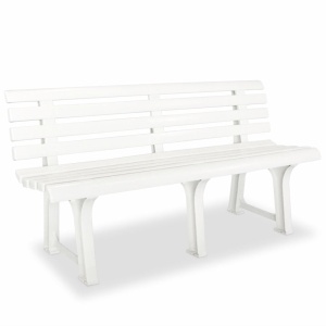 Bancă de grădină, alb, 145,5 cm, plastic