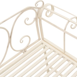 Bancă de grădină, alb vintage, 132 cm, metal - Img 7