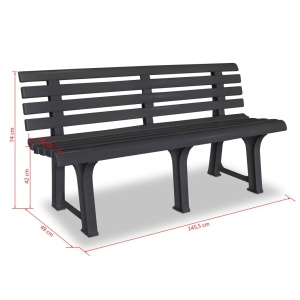 Bancă de grădină, antracit, 145,5 cm, plastic - Img 5