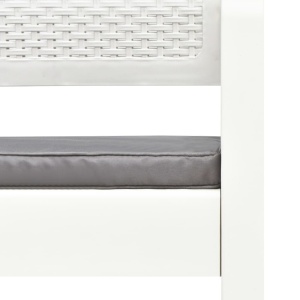 Bancă de grădină cu 2 locuri cu perne, alb, 120 cm, plastic - Img 5