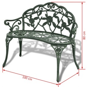 Bancă de grădină cu cadru din aluminiu, verde - Img 4