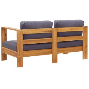 Bancă de grădină cu perne, gri, 140 cm, lemn masiv de acacia - Img 4