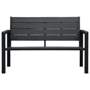 Bancă de grădină, negru, 120 cm, aspect de lemn, HDPE - Img 2